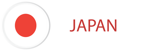 Japan flag in button with word of Japan.